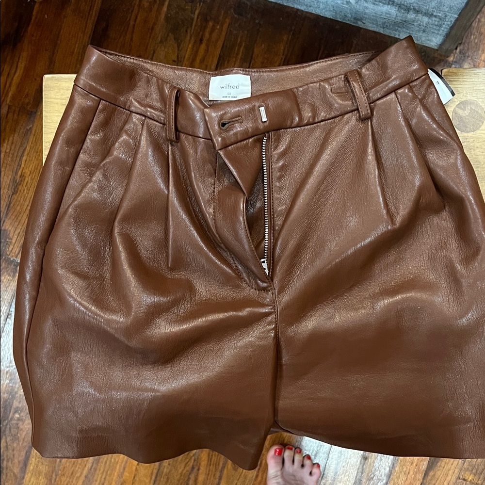Wilfred Brown Leather Shorts